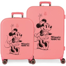Disney Minnie Happiness Pink Kofferset 55/70 cm Starres ABS Integrierter TSA-Verschluss 116L 7,54 kg 4 Doppelrollen Handgepäck
