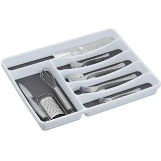 Relaxdays Besteckkasten , Kunststoff , 33x4.5x40 cm , Küchenzubehör, Küchenhelfer, Besteckeinsätze