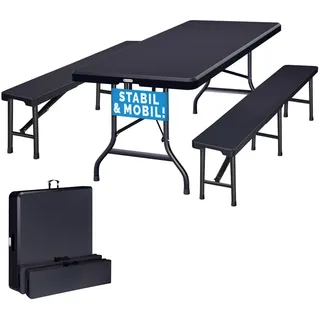 CASARIA Bierzeltgarnitur 3-tlg Kunststoff Anthrazit 183cm