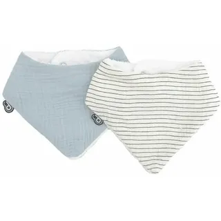 Domiva - Lätzchen, Bandana, Musselin, Blau, Vintage, gestreift, aus Baumwollgaze, 2 Stück
