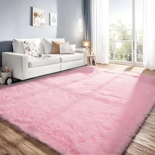 linyingdian Ultra Soft Indoor Modern Area Teppiche Flauschige Wohnzimmer Teppiche geeignet für Kinder Schlafzimmer Home Decor Kinderzimmer Teppiche (Rosa, 120x200cm)