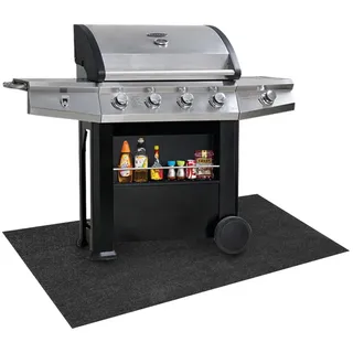 Izrielar Grillteppich, Grillmatte 80x120 cm, rutschfeste Unterlage für Grill und Outdoor-Geräte, ölbeständig, Bodenschutz für Garten und Terrasse - Grau