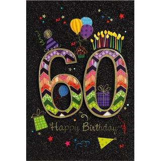Bsb 60. Geburtstagskarte Frau & Mann - Karte Geburtstag in 11,5 x 17,0 cm - Glückwunschkarte Geburtstag mit Party-Motiv - 60. Geburtstag-Karte mit Umschlag - Geburtstagskarten