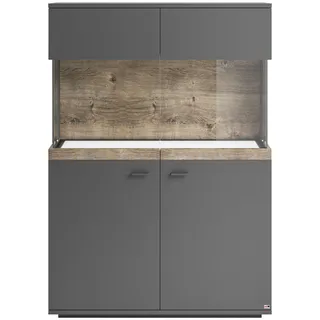 Set One by Musterring Glasvitrine »Lancaster« Farben weiß oder grau, mit Eicheabsetzung, mit LED-Beleuchtung,