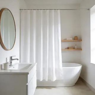 YISURE Duschvorhang Weiß Badewanne Kurz 180x170 Polyester Stoff Waschbar | Wasserabweisend Badvorhang Textil Duschvorhänge mit Magnet für Badezimmer Zuhause, Breite 180 x Höhe 170cm