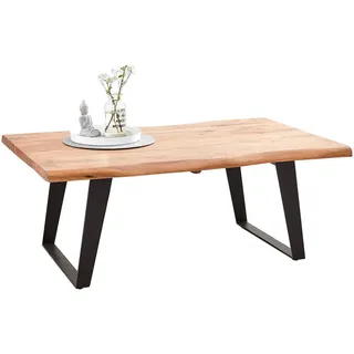 Carryhome Couchtisch , Schwarz, Akaziefarben , Holz, Metall , Akazie , massiv , rechteckig , Kufe , 70x45x115 cm , Wohnzimmer, Wohnzimmertische, Couchtische, Couchtische eckig