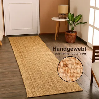 Myflair Möbel & Accessoires Läufer "Lola", rechteckig 10 mm Höhe Juteteppich, Wendeteppich, handgeflochten, 100% Naturfaser, Boho-Style,