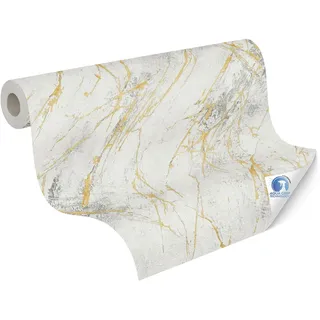 A.S. Création A.S. Creation vorgeleimte Vliestapete DESIGNDROP - Tapezieren ohne Kleister - Weiß, Gold, Grau - Marmortapete Made in Germany - 784581