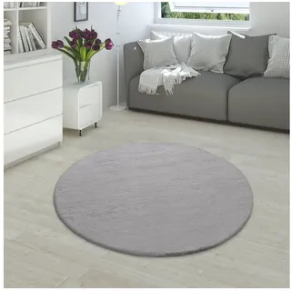 Paco Home Fellteppich "Rabbit 780«, rund, Kunstfell, Kaninchenfell-Haptik, echter Kuschelteppich, Uni-Farben