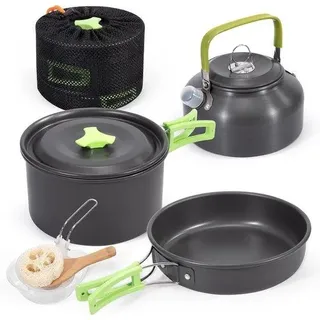 Kompaktes Aluminium Kochgeschirr Set für Camping und Angeln