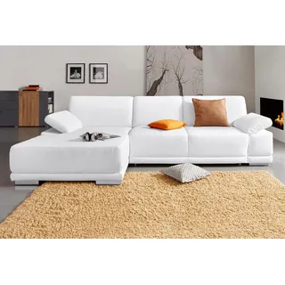 sit&more Ecksofa »Coria L-Form« mit XL-Recamiere, wahlweise mit Bettfunktion, weiß,