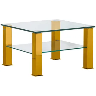 Xxxl Couchtisch , Currygelb , Metall, Glas , quadratisch , eckig , 75x42.5x75 cm , Wohnzimmer, Wohnzimmertische, Couchtische, Couchtische Glas