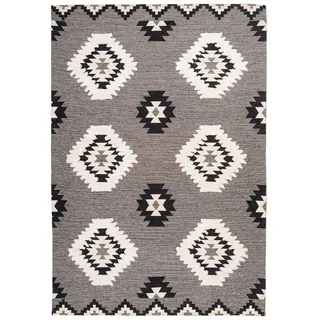 Kayoom Flachwebeteppich , Grau , Textil , Retro , rechteckig , 80x150 cm , pflegeleicht , Teppiche und Böden, Teppiche, Moderne Teppiche