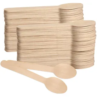 200 Holzlöffel Klein 14cm Einwegbesteck Holz Einweglöffel aus Birkenholz Kaffeelöffel Nachhaltiges Einweg Löffel Biologisch Abbaubar Holzteelöffel für Eis, Kuchen, Gelee, Joghurt