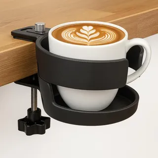 Girafus Becherhalter für Tisch & Bett – 3-Wege Getränkehalter mit cleverem Design – Tassenhalter & Flaschenhalter – Cup Holder Schreibtisch Zubehör – stabile Becher Halterung für Büro & Zuhause