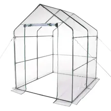 VERDELOOK | Gewächshaus ohne Ablagen mit transparenter PVC-Plane, Metallrahmen, 143 x 143 x 195 cm, zum Schutz von Pflanzen, für die Gartenarbeit, robust, Öffnung mit Reißverschluss