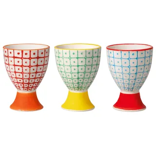 Bloomingville Eierbecher Carla Retro Ø 5 x H 7 cm, rot blau grün, Keramik, 3er Set