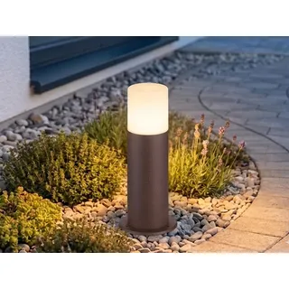 LED Außen Sockelleuchte Aluminium Rostoptik, Höhe 30cm für Garten Wegbeleuchtung - Braun