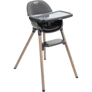 Graco Presti™ Hochstuhl, mitwachsend in 3 Modi, Charcoal | Ab ca. 6 Monaten bis ca. 6 Jahre (max. 27,3 kg), kompakt zusammenklappbar, abnehmbares Tablett, Aufsatz spülmaschinenfest