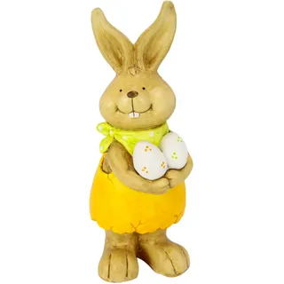 Dekofigur I.GE.A. "Deko Osterhase mit Eier", gelb, B:18cm H:46cm, Magnesia, Dekofiguren, Dekofigur, Figur 46 cm Deko Hase Osterdeko Hasenfigur Frühling Ostern Ostereier