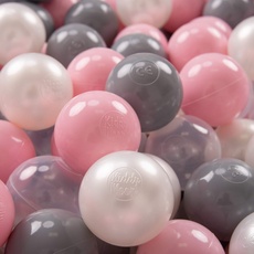 KiddyMoon 700 ∅ 7Cm Kinder Bälle Spielbälle Für Bällebad Baby Plastikbälle Made In EU, Perle/Grau/Transparent/Puderrosa
