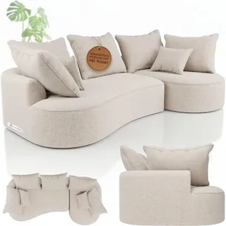 Juskys Sofa Tirano mit Ottomane , Dekokissen - Creme