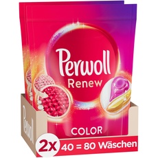 Bild von Renew Caps Color & Faser Waschmittel (80 Wäschen), sanft reinigende All-in-1 Waschmittel Caps zur Farbauffrischung und Faserglättung bei bunter Wäsche