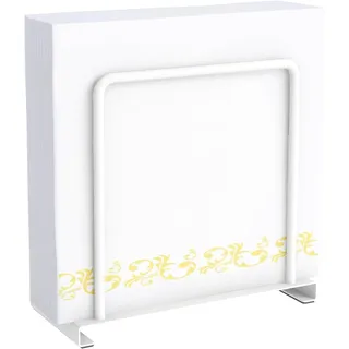 STWWO Serviettenhalter Metall Tisch Serviettenspender Stehend, Weiß | Serviettenständer Modern Papier Servietten Halterung Napkin Holder für Tisch Küchen Esszimmer, Upgrade 14cm