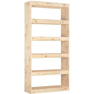 vidaXL Bücherregal/Raumteiler 80/30/167,4 Cm Massivholz Kiefer , Braun , Holz , 5 Fächer , Rechteckig , 80x167.4x30 cm , Wohnzimmer, Regale, Bücherregale
