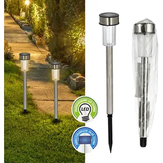 56162 - LED Solar Gartenstecker silber, warmweiß 36cm