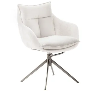 MCA PARKER 4 Fuß Stuhl mit Armlehnen Edelstahl/Stoffbezug 360° drehbar