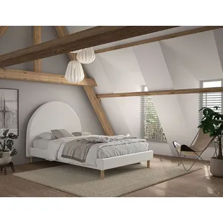 Vipack Polsterbett MOON mit Liegefläche 140 x 200 cm, inkl Lattenrost, Bezug trendiger Boucle Stoff in Weiß