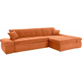 DOMO collection Ecksofa »NMoric XXL, B/T/H: 300/172/80cm, L-Form« wahlweise mit Bettfunktion und Armlehnverstellung, orange