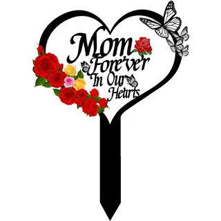 OZIO Grabmarkierungen, Herz-Gedenktafel, Trauermarker, Friedhofskardinäle, Gartenstecker, Grabschmuck, Grabschmuck, Dekoration für Mutter, Vater, Friedhof, Garten, (Mom-B)