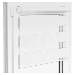 Zevra Doppelrollo Duorollo, Klemmrollo ohne Bohren & mit Bohren für Fenster und Türen, Klemmfix Duo Rollo, Lichtdurchlässige/Verdunkelnde Streifen, 60 x 160 cm, Weiß - Weiß