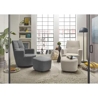 Set One by Musterring Relaxsessel SO 1450 Luxus-Microfaser 80 x 96 x 88 cm Beige mit Hocker