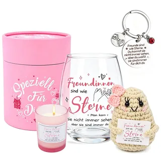 Aitsite Geschenke für Beste Freundin, Weingläser Geburtstagsgeschenk für Frauen Freundschaftsgeschenke Dankeschön Geschenk Weinglas Personalisierte Geschenke für Freundinnen Kollege 450ml