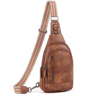 CLUCI Crossbody bag Bauchtasche, umhängetasche damen herren, PU Leder Brusttasche, Klein Schultertasche für Reisen,Braun