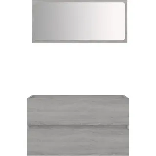 vidaXL 2-tlg. Badmöbel-Set Grau Sonoma Holzwerkstoff - Grau