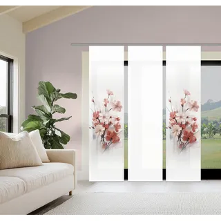 HOME WOHNIDEEN Schiebegardine »LOTUS« Paneelwagen 3 Stk. tlg. Schiebewand Seidenoptik, SET, Digitaldruck, rosa