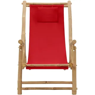 vidaXL Liegestuhl Bambus und Canvas Rot - Rot