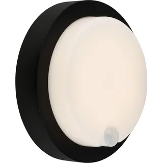 BRILONER PULA LED Außenwandleuchte kabellos, IP44 Spritzwasserschutz, Bewegungsmelder, Dämmerungssensor, Reichweite 8m, schwarz, 17 x 5,5 cm - Schwarz