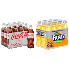 Coca-Cola Light - prickelndes Erfrischungsgetränk mit originalem Coke-Geschmack (12 x 500 ml) & Fanta Zero Orange - fruchtig-spritzige Limonade mit klassisichem Orangen-Geschmack (12 x 500 ml)