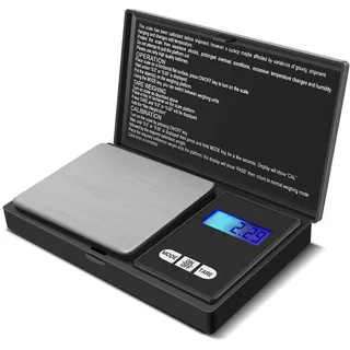 Digitale Präzisionswaage, tragbare Taschenwaage, LCD-Display, mit Hintergrundbeleuchtung, Präzision, mit Tara-Funktion, Edelstahl, Mini-Waage für Schmuck, Küche, Tabletten, Infusionen