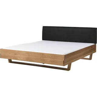 Massivmoebel24.de Bett Eiche 140x200x85 natur geölt, Kopfteil anthrazit FICHTELBERG #25 - Braun, Grau