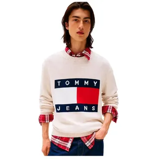 Tommy Hilfiger Tommy Jeans Melange Flag Regular Fit Pullover - Ancient White Heather - S