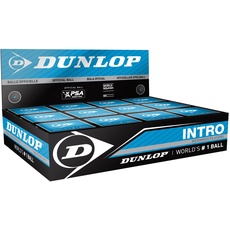 Dunlop Squashbälle Intro blau, 12 Stück, für Einsteiger und Hobbyspieler – Speed schnell