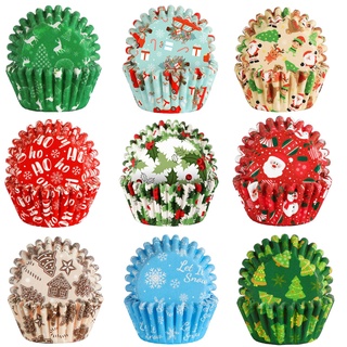 SANNIX Cupcake-Förmchen für Weihnachten, Weihnachtsmann, Schneemann, Baum, Backförmchen, Cupcake-Förmchen, Papierverpackungen, Muffinförmchen für Weihnachten, Geburtstag, Party, Süßigkeiten, Kuchen