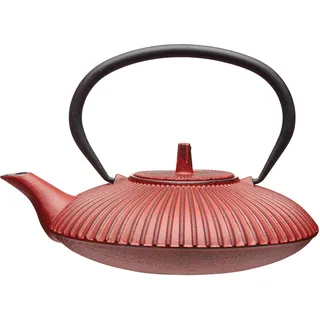 La Cafetière Japanische Teekanne aus Gusseisen, 600 ml, mit Teesiebkorb, 3 Tassen (rot)