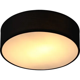 MONZANA® Deckenlampe Stoff Wohnzimmer Schlafzimmer E27 Schwarz 30cm Rund 1-Flammig 40W Lampe Flur Küche Deckenstrahler Deckenleuchte Stoffdeckenlampe - Schwarz